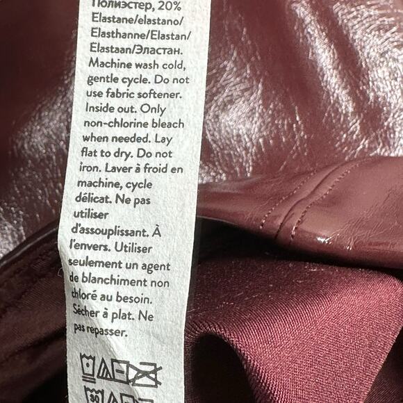 Spanx Leggings Women XS Ruby Red Spanxshape Faux Leather Grunge Baddie Club Edgy - Picture 6 of 7